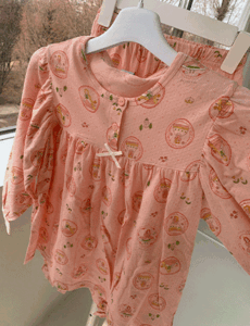 키즈 레이스 면 잠옷 (6color)
